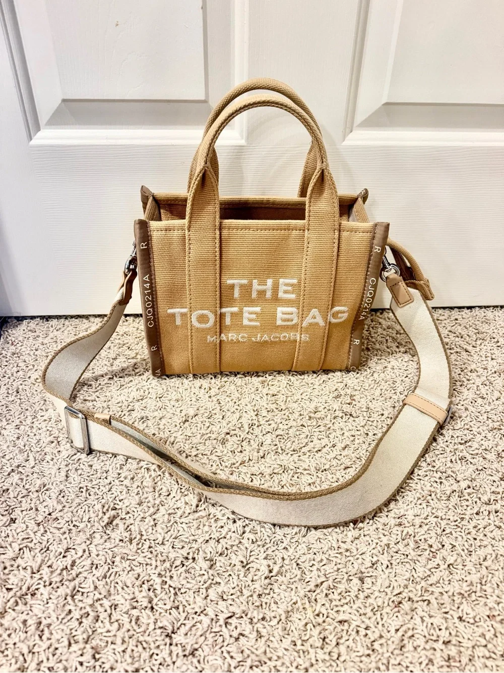 Marc Jacobs Tan Canvas Mini Tote with Adjustable Strap